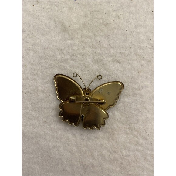 Vintage Sparkle Enamel Butterfly Pin Brooch Unsigned Glitter Novelty Cute Spring - Picture 2 of 6